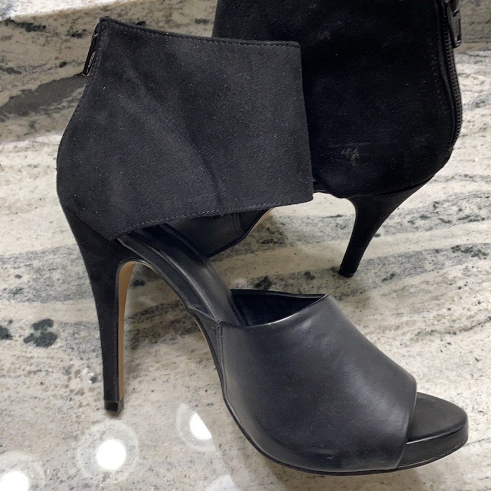 Leather Suede Ankle Booties - Picture 3 of 10